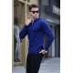 Cobalt Blue Knitwear Polo Sweater 5973 - Cobalt