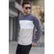 Smoke Gray Color Block Printed Sweatshirt 6015 - Füme