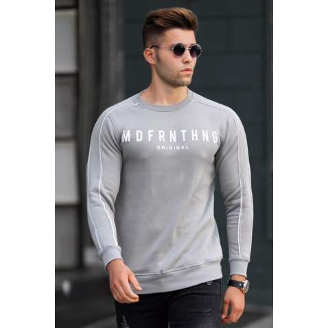 Madmext Men Crewneck Smoke Gray Sweatshirt 5319 - Füme