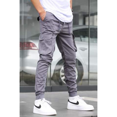 Smoke Gray Slim Fit Jogger Trousers 5740 - Füme