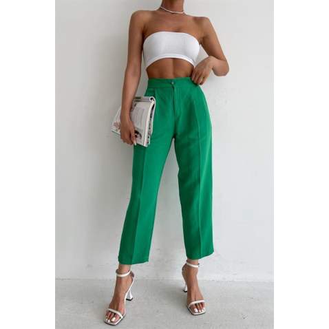 Green High Waist Basic Trousers MG1554 - Yeşil