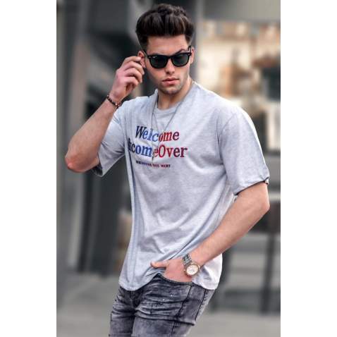 Madmext Gray Printed T-shirt for Men 4960 - Gri