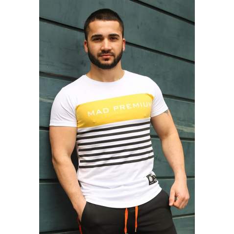 Madmext White Printed T-shirt for Men 3041 - Beyaz