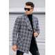 Madmext Gray Plaid Signature Coat 5631 - Gri