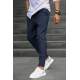 Navy Blue Designed Slim Fit Jogger Trousers 5470 - Lacivert