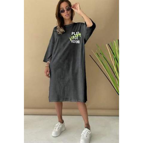 Mad Girls Smoke Gray Tunic Mg1022 - Füme