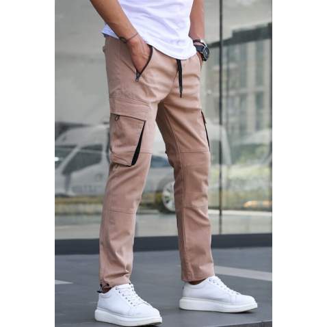 Beige Jogger Trousers with Cargo Pockets 5791 - Bej