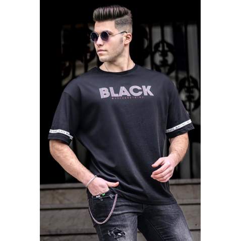 Madmext Men Printed Black T-shirt 4976 - Siyah