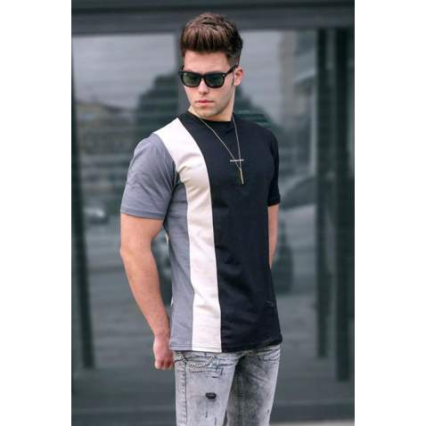 Madmext Men Striped Black T-shirt 5370 - Siyah