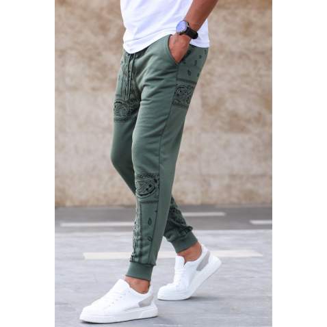 Madmext Men Khaki Jacquard Sweatpants 5431 - Haki