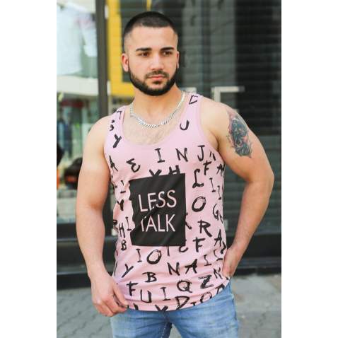 Madmext Pink Printed T-shirt for Men 4007 - Pudra