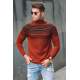 Madmext Tile Red Turtleneck Patterned Jumper 4732 - Kiremit