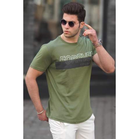 Madmext Men Khaki T-shirt 4998 - Haki