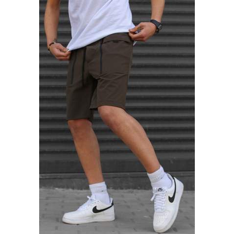 Men Basic Brown Capri Shorts - Kahverengi