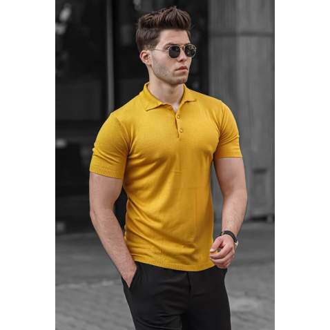 Madmext Yellow Kniwear Polo Shirt for Men 9289 - Hardal