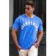 Madmext Men Striped Blue T-shirt 3007 - İndigo