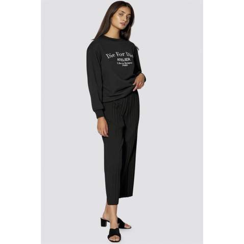 Mad Girls Black Printed Women Sweatshirt MG775 - Siyah