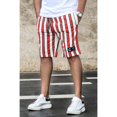 Madmext Red Striped Capri for Men 2915 - Kırmızı