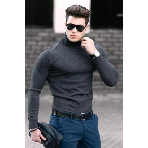 Madmext Anthracite Jumper with Roll Neck 4656 - Antrasit