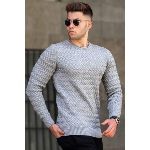 Madmext Men Gray Sweater 5174 - Gri