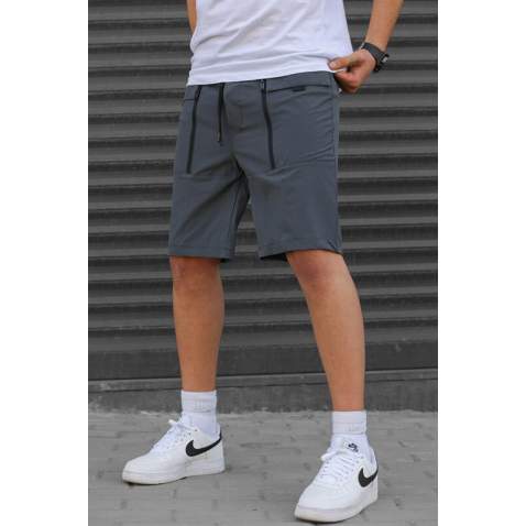 Men Basic Smoke Gray Capri Shorts - Füme