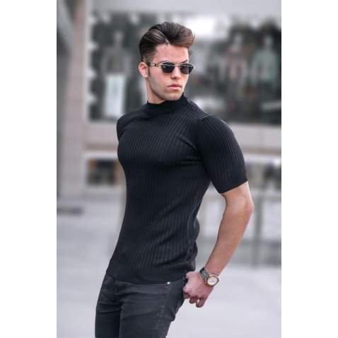 Madmext Black Knitwear With Roll Neck T-shirt 4604 - Siyah