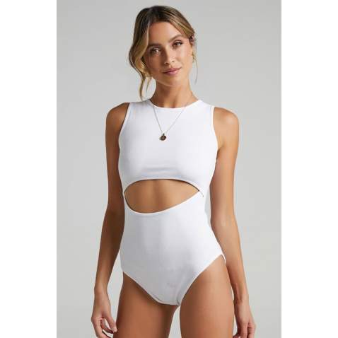 Mad Girls White Plain Bodysuit MG1448 - Beyaz