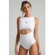 Mad Girls White Plain Bodysuit MG1448 - Beyaz