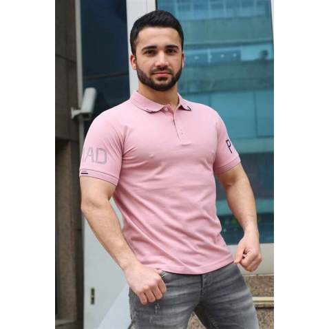 Madmex Soft Pink Basic Polo Shirt for Men 3053 - Pudra