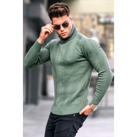 Petrol Green Designed Knitted Sweater 5769 - Petrol yeşili