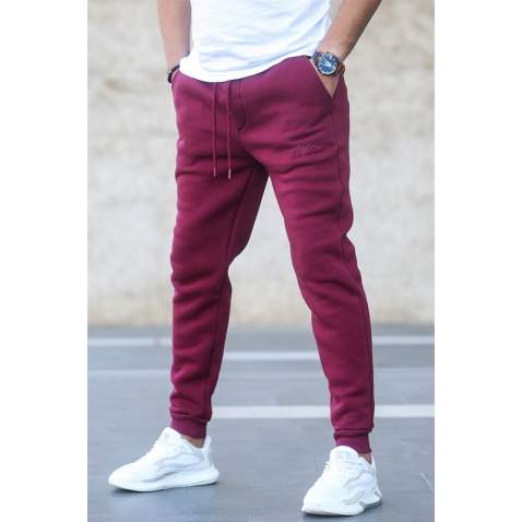 Madmext Men Plain Maroon Sweatpants 5433 - Bordo