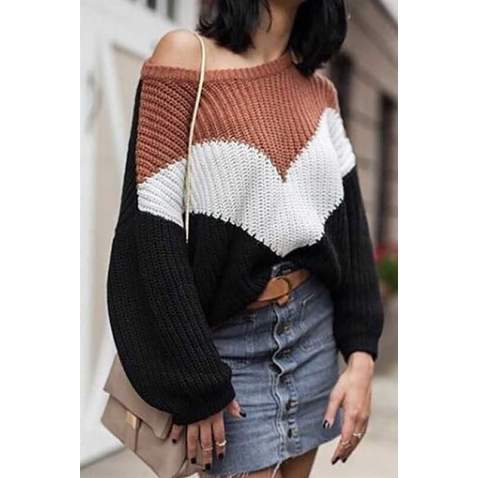 Mad Girls Black Color Blocked Women Oversize Jumper MG739 - Siyah