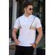 Madmext Men Striped White Polo T-shirt 5243 - Beyaz