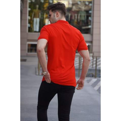 Madmext Red Basic Polo Shirt for Men 4550 - Kırmızı