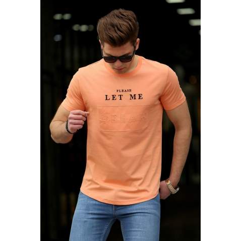 Madmext Orange Printed T-shirt for Men 4524 - Turuncu