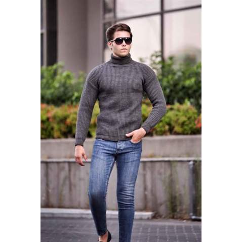 Madmext Dark Grey Turtleneck Jumper 4368 - Antrasit