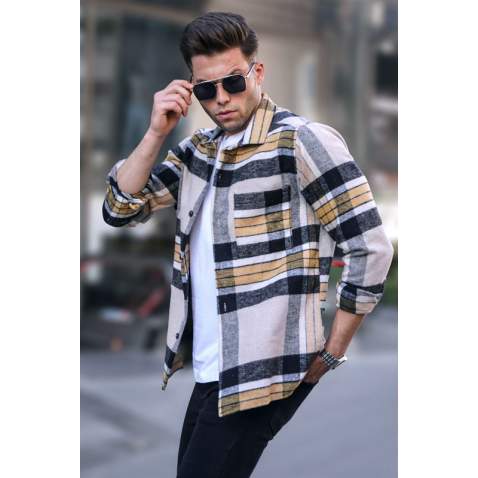 Yellow Regular Fit Plaid Shirt 5555 - Sarı