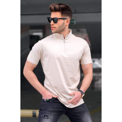 Madmext Men Mock Turtleneck Beige T-shirt 5282 - Bej