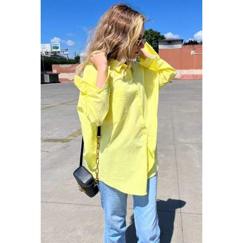 Yellow Oversize Basic Poplin Shirt MG1530 - Sarı