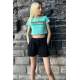 Mint Green Printed Crop T-Shirt MG1535 - Mint yeşili