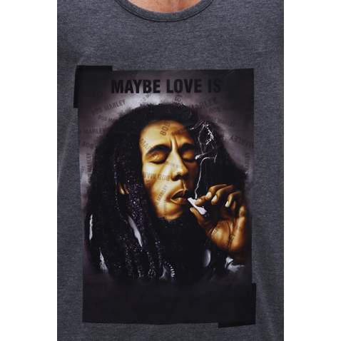 Sleeveless T-Shirt In Bob Marley's Printed and Smoked Color 2634 - Antrasit