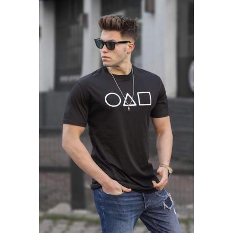 Madmext Men Printed Black T-shirt 5384 - Siyah