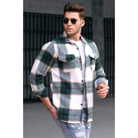 Madmext Men Plaid Green Shirt 4921 - Yeşil