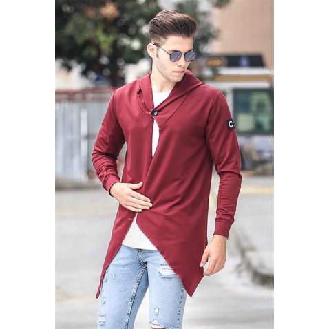 Madmext Claret Red Long Cardigan 2226 - Bordo