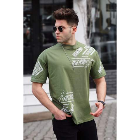 Madmext Men Printed Khaki T-shirt 5364 - Haki