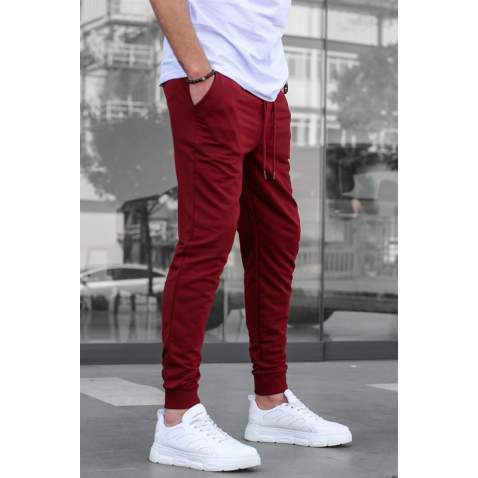 Madmext Men Elastic Bottom Maroon Sweatpants 4821 - Bordo