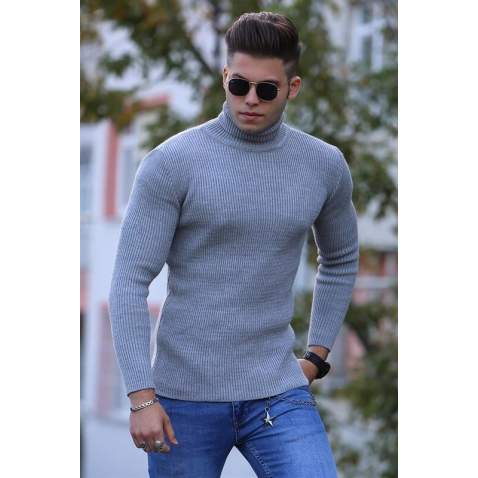 Madmext Dark Grey Turtleneck Jumper 4359-2 - Antrasit