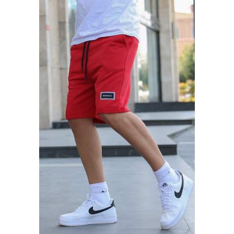 Men Basic Red Capri Shorts - Kırmızı