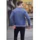 Light Navy Blue Round Neck Knitwear Sweater 5766 - Açık lacivert