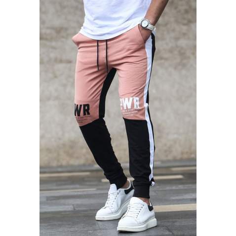 Madmext Soft Pink Printed Sweatpants 2904 - Pudra